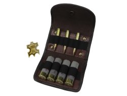 Patronenetui aus Leder für Schrotpatronen und Büchsenmunition Braun